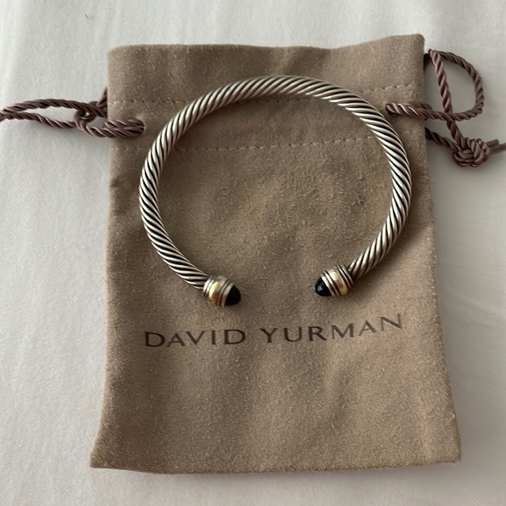 Cable Classics Bracelet in Sterling Silver with Black Onyx and 18K Yellow Gold